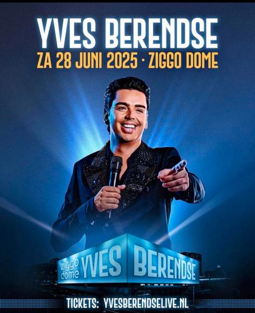 Ticket Yves Berendse zaterdag 28/6 SFEERVAK zitplaatsen, Tickets en Kaartjes, Concerten | Nederlandstalig, Drie personen of meer