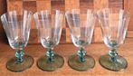 4 Villeroy & Boch wijnglazen met blauw/groene voet, Ophalen of Verzenden, Gebruikt, Overige typen