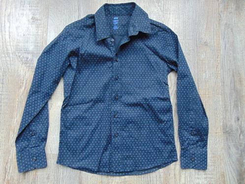 WE overhemd zwart met blauw motief maat 134 lange mouwen, Kinderen en Baby's, Kinderkleding | Maat 134, Zo goed als nieuw, Jongen