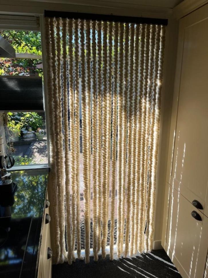 Deurgordijn; 93 x 201 cm., Huis en Inrichting, Stoffering | Gordijnen en Lamellen, Gebruikt, 200 cm of meer, 50 tot 100 cm, Wit