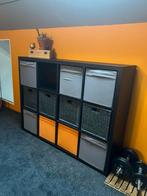 Kallax kast ikea 3x4 zwart (incl deurtjes en stoffe mandjes), Ophalen, 50 tot 100 cm, Zo goed als nieuw, Minder dan 100 cm