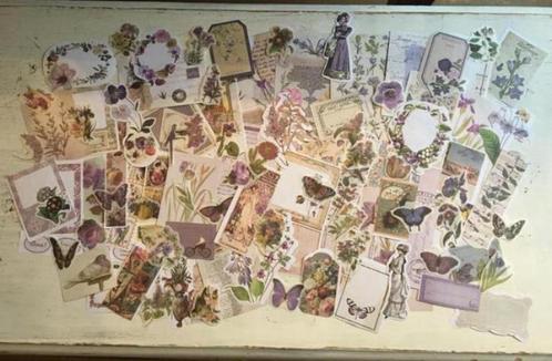 Junk journaling pakket/scrapbooking 100 stuks, Hobby en Vrije tijd, Scrapbooking, Nieuw, Papier of Karton, Overige merken, Ophalen of Verzenden