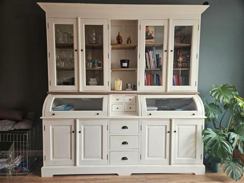 Buffetkast / vitrinekast wit landelijk, Huis en Inrichting, Kasten | Buffetkasten, Gebruikt, 200 cm of meer, 150 tot 200 cm, 25 tot 50 cm