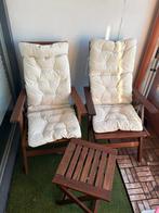 IKEA tuinset – 2 stoelen + tafeltje – weinig gebruikt, Ophalen, Zo goed als nieuw, Kunststof, Inklapbaar