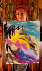 Abstract expressionisme schilderij, Living at the river, Ophalen of Verzenden