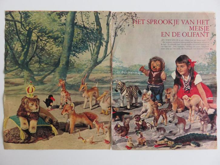 steiff oude reclame uit tijdschrift kleurenfoto's knuffels, Antiek en Kunst, Antiek | Speelgoed, Ophalen of Verzenden
