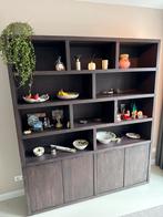 Prachtige massieve donkerbruine Vakkenkast, Huis en Inrichting, Ophalen, Met deur(en), Industrieel landelijk, 200 cm of meer