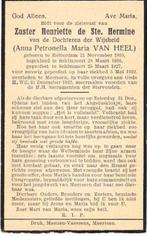 Anna van Heel Rotterdam 1895 - Meersen 1932, Verzamelen, Bidprentje, Ophalen of Verzenden