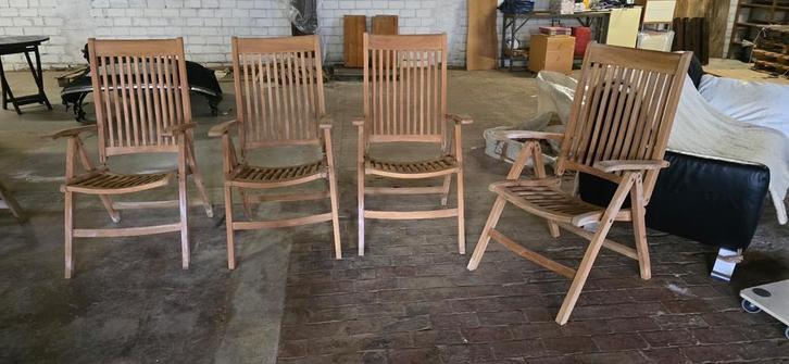 Teakhouten Stoelen Set - 4 Nieuwe Stoelen, Tuin en Terras, Tuinstoelen, Nieuw, Teakhout, Inklapbaar, Ophalen