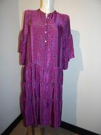 Sissel Edelbo zijde jurk langer model paars groen motief M/L, Kleding | Dames, Jurken, Verzenden, Paars, Maat 42/44 (L), Sissel Edelbo