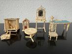 Antiek benen poppenhuis interieur meubels snijwerk, Antiek en Kunst, Ophalen