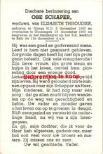 Schaper Obe 1895 Nijega 1960 Groningen Balk x Thiboudier - 2, Ophalen of Verzenden, Bidprentje