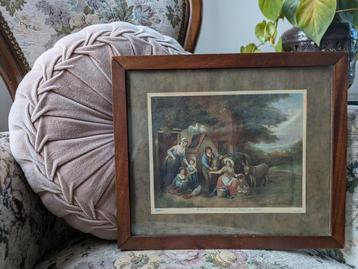George Morland, vintage kunstdruk 30x35 cm in orginele lijst beschikbaar voor biedingen