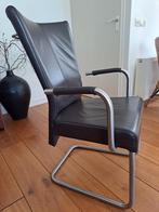 4 HVS eetkamerstoelen/vergaderstoelen, donkerbruin leer., Ophalen, Gebruikt, Bruin, Leer