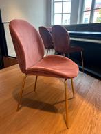 4 Velvet Roze Eetkamerstoelen Goud, Huis en Inrichting, Stoelen, Ophalen, Zo goed als nieuw