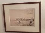 Het IJ van Amsterdam, ets door G van Huffelen, Antiek en Kunst, Kunst | Etsen en Gravures, Ophalen