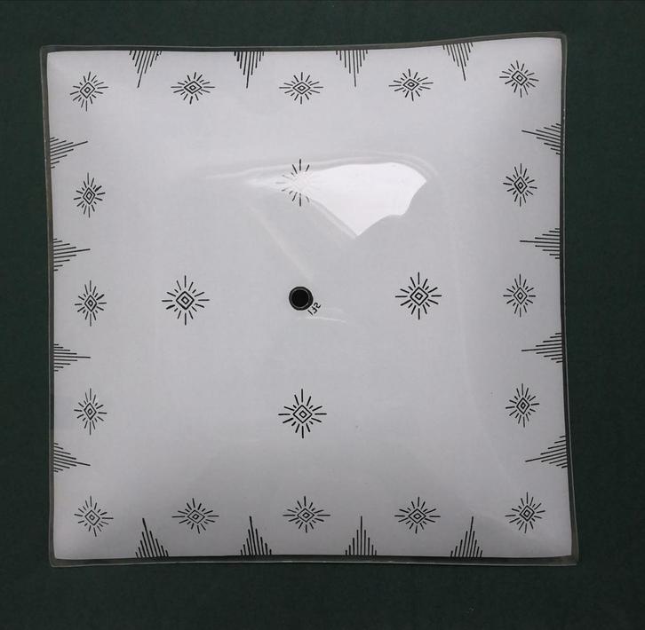 Vierkante Vintage plafondlamp wit, Huis en Inrichting, Lampen | Plafondlampen, Gebruikt, Glas, Metaal, Ophalen of Verzenden