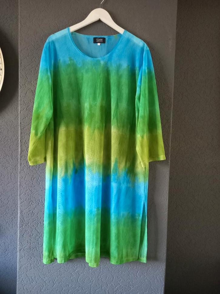 SAMM Jurk Groen/Blauw Maat 48-50, Kleding | Dames, Jurken, Zo goed als nieuw, Maat 46/48 (XL) of groter, Overige kleuren, Ophalen of Verzenden