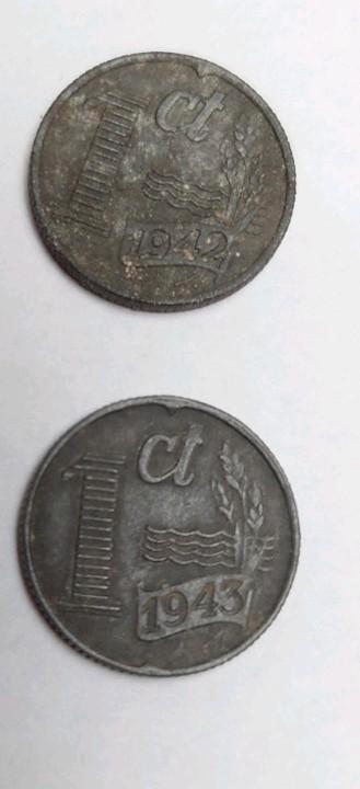 1 cent 1942 & 1 cent 1943 WWII MUNT  beschikbaar voor biedingen