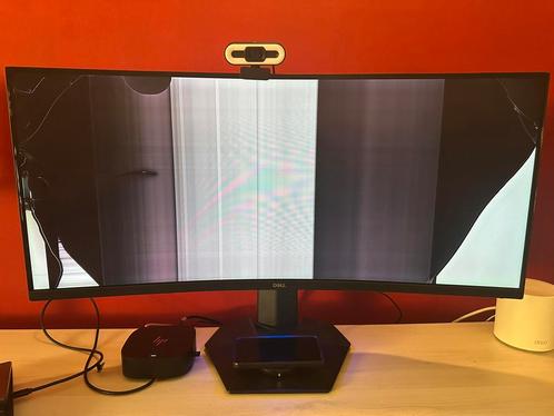 DELL S3422DWG monitor met voet, defect Widescreen Curved, Computers en Software, Monitoren, Gebruikt, 101 t/m 150 Hz, DisplayPort