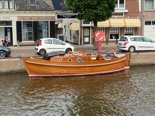 Fraaie teakhouten kajuit sloep,by jachtwerf Scherpel gebouwd, Watersport en Boten, Sloepen, Zo goed als nieuw, 30 tot 50 pk, 6 meter of meer