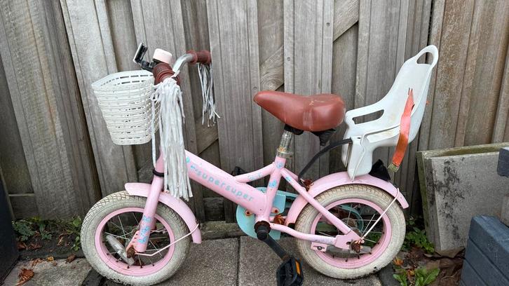 Meisjesfiets 12 inch met zitje en mandje, Fietsen en Brommers, Fietsen | Meisjes, Gebruikt, 14 inch of minder, Ophalen