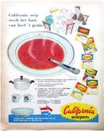 3 vintage advertenties reclames California soep 1959-62 eten, Ophalen
