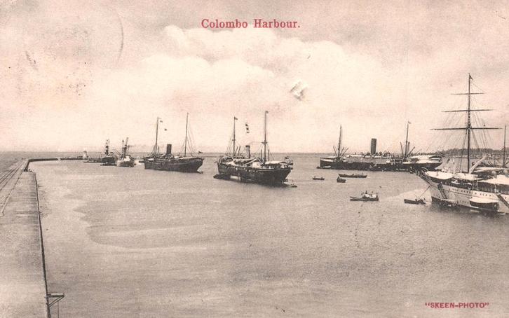 Colombo Harbour (1910) 130500, Verzamelen, Ansichtkaarten | Buitenland, Gelopen, Buiten Europa, Voor 1920, Verzenden
