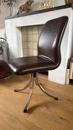Vintage stoel bruin chroom, Huis en Inrichting, Stoelen, Ophalen, Bruin, Leer, Zo goed als nieuw