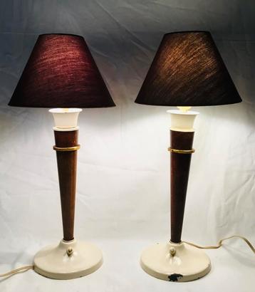 Paar antieke vintage design brocante nacht tafel lampjes beschikbaar voor biedingen