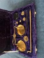 Antieke Weegschaal met Gewichten in fluwelen Doos, Antiek en Kunst, Ophalen of Verzenden
