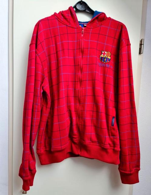 FC Barcelona jubileum hoody sweater rood geruit maat XXL top, Verzamelen, Sportartikelen en Voetbal, Gebruikt, Shirt, Buitenlandse clubs