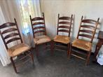 Vier stoelen met rieten zittingen., Ophalen, Gebruikt, Bruin, Vier