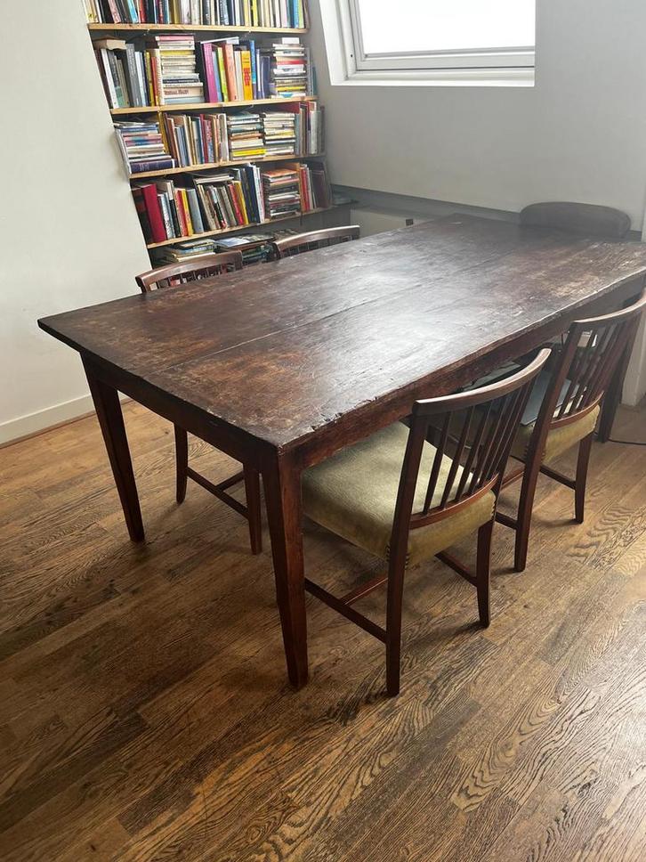 Donkerbruine boeren eettafel, Huis en Inrichting, Tafels | Eettafels, Gebruikt, 50 tot 100 cm, 200 cm of meer, Vijf personen of meer