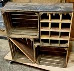 Wijnrek flessenrek fruitkistjes houten kratjes kastje, Ophalen, Gebruikt, 25 flessen of meer, Minder dan 50 cm