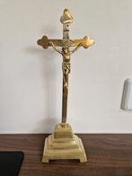 mooi gaaf koperen kruisbeeld op voet, Antiek en Kunst, Ophalen of Verzenden