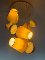 Hanglamp met 6 lampenkappen, Gebruikt, Ophalen of Verzenden, Metaal, 75 cm of meer