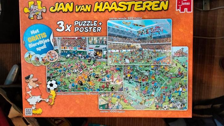Jan van Haasteren - in deze doos 2 complete puzzels, Hobby en Vrije tijd, Denksport en Puzzels, Zo goed als nieuw, 500 t/m 1500 stukjes