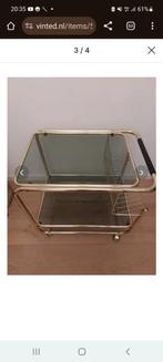 Vintage messing barcart, Ophalen, Mid century, Zo goed als nieuw, Glas