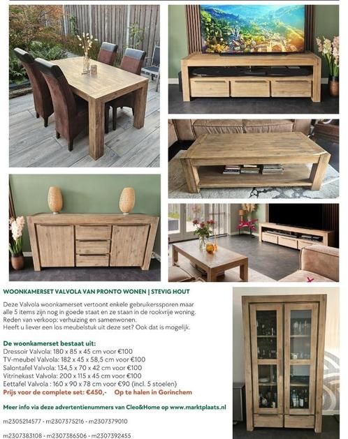 Woonkamerset Valvola van Pronto Wonen - stevig hout, Huis en Inrichting, Complete inboedels, Ophalen