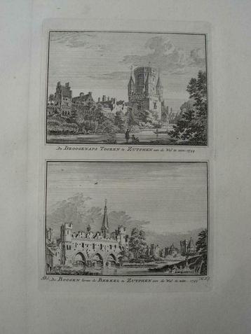 A 47-48 / Zutphen de Droogenaps Toren Kopergravure 1745 beschikbaar voor biedingen