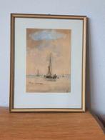 Originele aquarel bomschuiten op het strand Marius JANSSEN, Antiek en Kunst, Ophalen