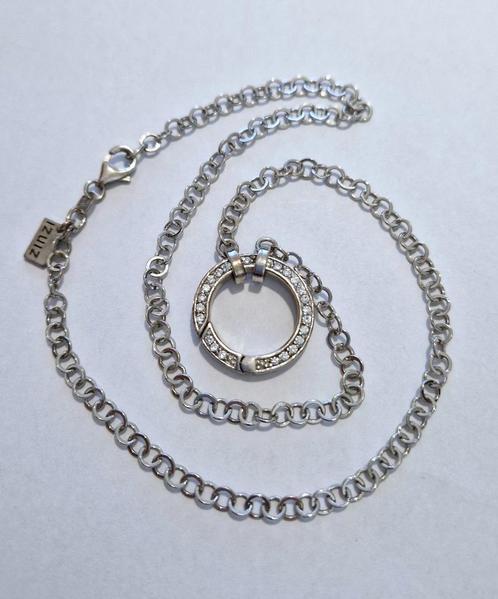 ZINZI zilveren (925) ketting + ZINZI zilveren (925) clipring, Sieraden, Tassen en Uiterlijk, Kettingen, Zo goed als nieuw, Zilver