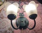 2 Arms vintage Italiaanse wandlamp groen art deco glas, Ophalen of Verzenden, Glas, Vintage / art deco