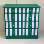 Handgeschilderd funky ladekast commode streep groen/lila, Ophalen, 5 laden of meer, Onbekend, 50 tot 100 cm