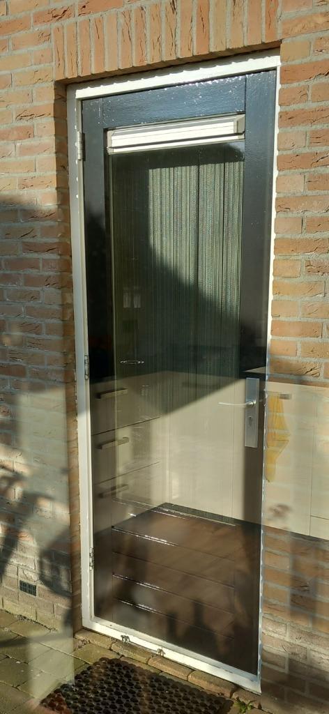 Hardhouten buitendeuren, Doe-het-zelf en Verbouw, Deuren en Horren, Gebruikt, Buitendeur, 200 tot 215 cm, 80 tot 100 cm, Glas