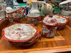 Antieke set kopjes en schotels, handbeschilderd Japanse, Antiek en Kunst, Antiek | Servies compleet, Ophalen of Verzenden