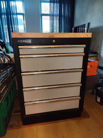 HBM Gereedschapskast Nieuwstaat - 5 Lades + Werkblad beschikbaar voor biedingen