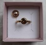 Melano vivid ring met 2 steentjes maat 50., Gebruikt, Ophalen of Verzenden, Dame, Goud