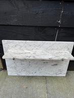 Vintage wastafel met marmer achterwand en planchet, Ophalen, Gebruikt, 50 tot 100 cm, Minder dan 100 cm